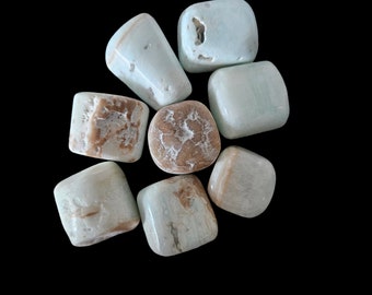 Blue Caribbean Calcite Tumbled Crystals. Large Size.