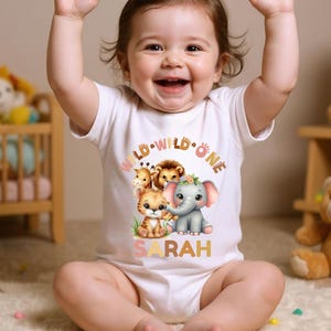 Wilde safari babyromper, klassiek eendelig stuk met korte mouw voor jongens en meisjes, boho dierenoutfit, kraamcadeau, pasgeboren romper