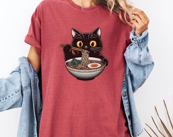 Funny Cat Ramen Shirt: Comfort Colors Cat Lover Tee