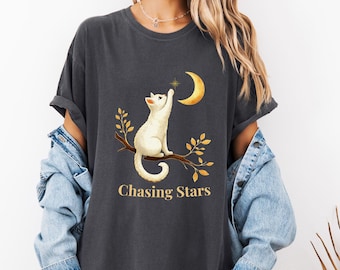 Mystical Cat Moon T-Shirt: Witchy Celestial Cat Lover Gift