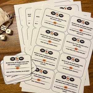 40 "Würdest du eher?" Karten PDF Download | 1 Blanko Bogen für eigene Fragen | Partyspiel | Kartenspiel | Hochzeitsspiel | Trinkspiel | JGA