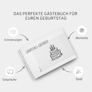 Gästebuch Geburtstag mit Fragen | 60 Seiten | 7 verschiedene Steckbriefe inkl. Fragen | Gästebuch mit Fragen Geburtstag | Fotoalbum