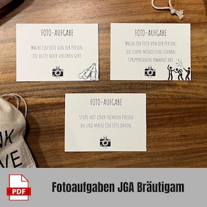 3 diseños | Tareas fotográficas JGA 40 tarjetas | incluido el espacio en blanco | Descargar pdf | Juego de fiesta JGA novio | Juego JGA | Hombres de despedida de soltero