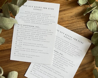 How well do you know your guests? Wedding game PDF download | Party game | Guest game | Getting to know each other game