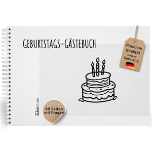 Birthday guest book with questions | 60 pages | 7 different profiles including questions | Guest book with birthday questions | Photo album | DIN A4