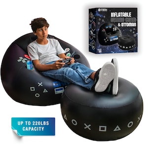FranFusion Gaming Chair for kids With Cup Holders and Side Pocket - Inflatable Bean Bag Chair - Birthday Gifts - Gamer Room Decor Furniture