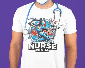 Unisex Soft Style NURSE NINJA TEE Shirt - Ultimate Comfort Heatlh Hero Crewneck Tee For Healthcare Hearos
