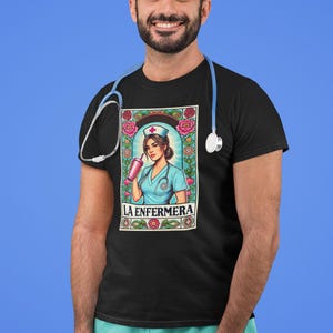 NURSE Coffee FLORAL Crewneck T SHIRT, Unisex La Enfermera Spanish Nursing Latina Graphic T Shirt