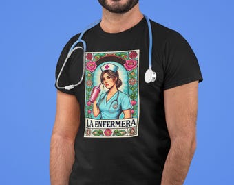 NURSE Coffee FLORAL Crewneck T SHIRT, Unisex La Enfermera Spanish Nursing Latina Graphic T Shirt