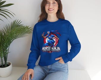Unisex NURSE NINJA Crewneck SWEATSHIRT – Fierce Design Cotton And Polyester Health Hero Sweater