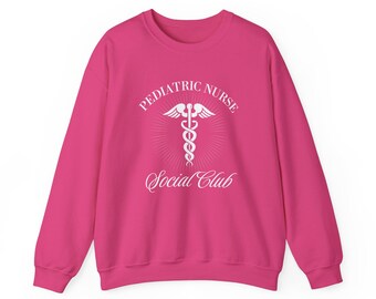 Unisex Heavy Blend™ Crewneck Sweatshirt - 'Pediatric Nurse Social Club' Caduceus Design