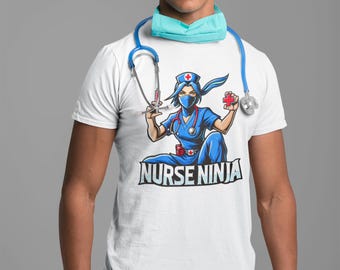 Unisex NURSE NINJA Crewneck Tee SHIRT – Soft And Durable Health Hero Shirt In Multiple Colors And Sizes