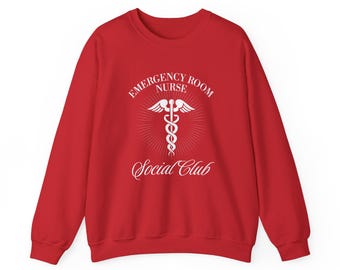 Unisex Heavy Blend™ Crewneck Sweatshirt - 'Emergency Room Nurse Social Club' Caduceus Design