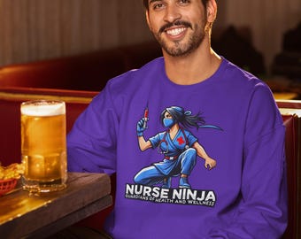 Unisex Bold NURSE NINJA Crewneck SWEATSHIRT – Soft And Aesthetic Nurse Sweatshirt Gift For Nurses