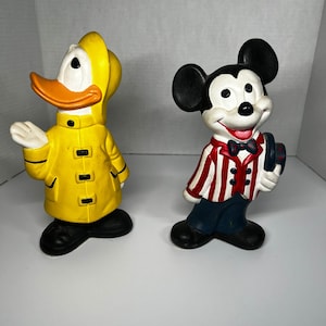 Mickey Mouse and Donald Duck Set / Antique Ceramic Disney Statue / Figurines