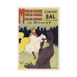 Rolled Posters - Vintage Moulin Rouge Art Print, Toulouse-Lautrec Poster Replica, Paris France Wall Decor, Retro French Advertisement,