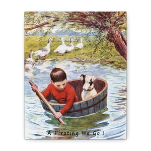 Canvas Print, A Boy and His Dog Wall Art for Kids Room, Nostalgic Decor, Matte Wall Art, Stretched Canvas, 1 25-inch, Retro Nursery Wall