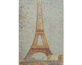 Druk na płótnie, Georges Seurat, Wieża Eiffla, 1889, neoimpresjonistyczny obraz, naciągnięta grafika ścienna, matowe dzieło sztuki, dekoracja do domu, prezent dla miłośników sztuki