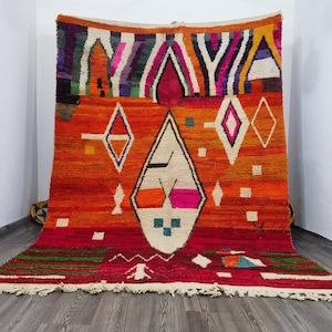 UNIQUE MOROCCAN ORANGE Rug - Authentic Berber Rug, Wool Orange Shaggy Rug, Custom Beni Ourain Area Rug, Handmade Orange Moroocan Carpet