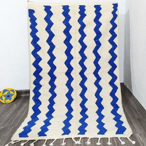 Moroccan rug blue - Berber rug -Custom Moroccan rug, Blue And White Rug,Soft Blue Moroccan Rug ,Amazing berber wool area rug,Blue Style Rug