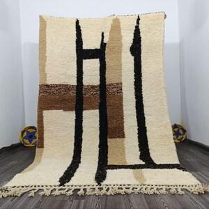 Beni Ourain Rug, Moroccan Abstract Wool Carpet, Cozy Handmade Bohemian Berber Area Rug, Custom Living Room or Bedroom Rug, artisana rug