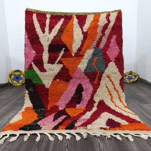 Unique Moroccan Orange Rug - Handmade Morrocan Rug, Authentic Berber Rug, Bohemian Style Rug For Living Room .orange rug , Berber Orange rug