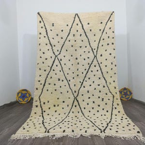 Moroccan rug, Berber carpet, Cream Wool rug, Handmade rug, White Beni ourain style, Cream Area rug, Tapis berbere,rug white , artissana