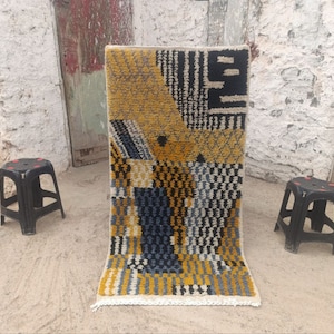 Custom Moroccan Rug, Moroccan Rug,Berber Boujaad Rug, Handmade Authentic Rug, Bohemian Orange Rug.Orange New Azilal Rug-Orange Boujaad Style