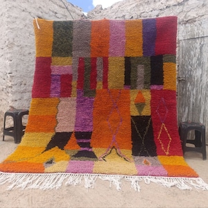 Moroccan Boujaad Rug, Living Room Rug, Handmade Wool Carpet, Azilal Berber Rug, Handwoven Rug