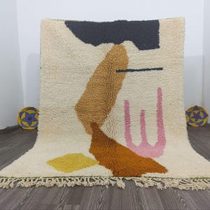 Moroccan rug, Berber carpet, Cream Wool rug, Handmade rug, White Beni ourain style, Cream Area rug, Tapis berbere,rug white , artissana