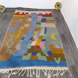 Berber Unique Azilal Rug, Moroccan Rug, Handmade Rug, Wool Moroccan Rug, Authentic Azilal RugVintage , Boujaad Rug Morocccan Rug,