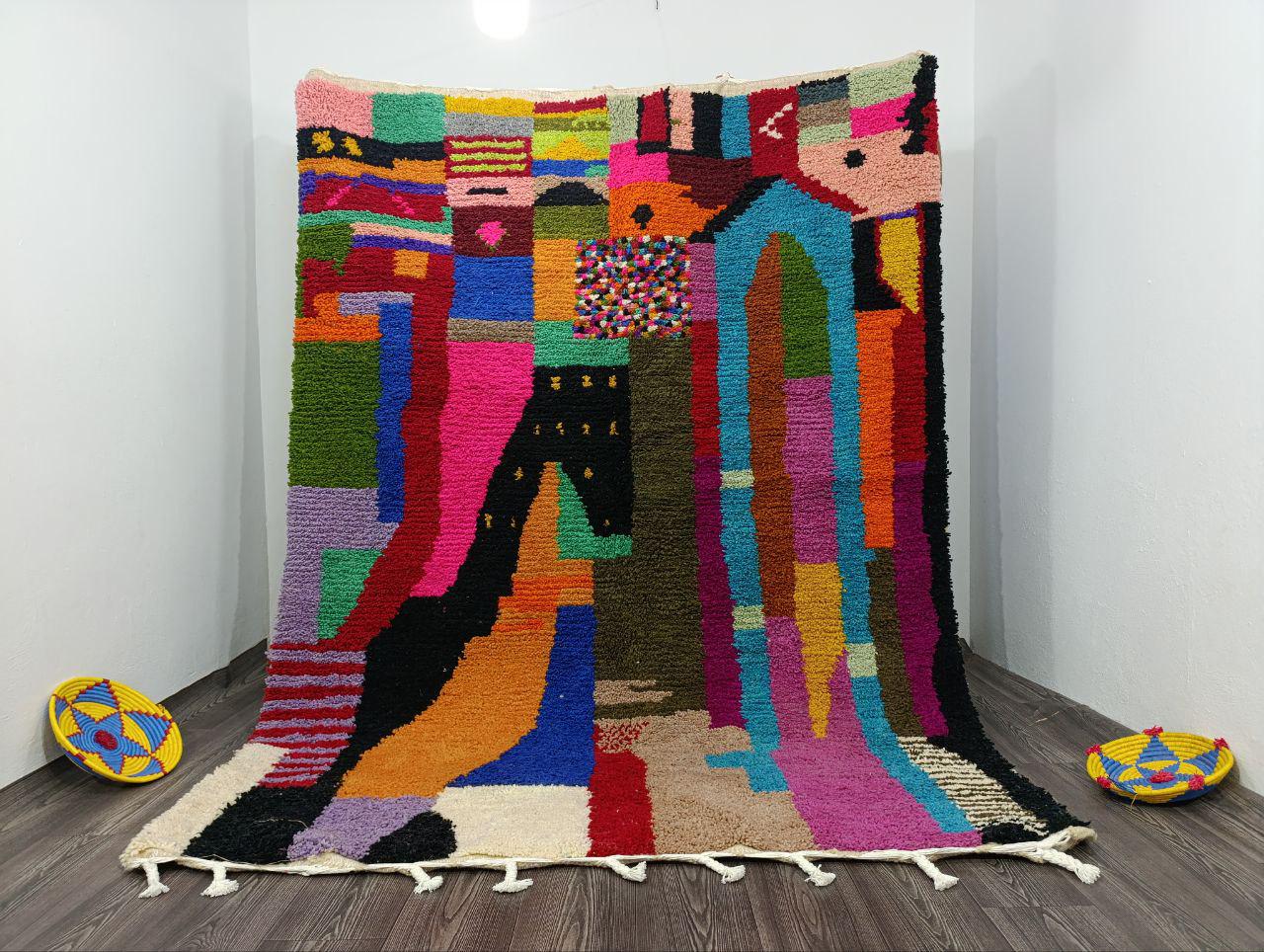 Amazing Multicolored Rug - Custom Fabulous Boujaad Rug -Unique Handmade rug - Abstract Wool rug - Colorful rug -Authentic Moroccan rug