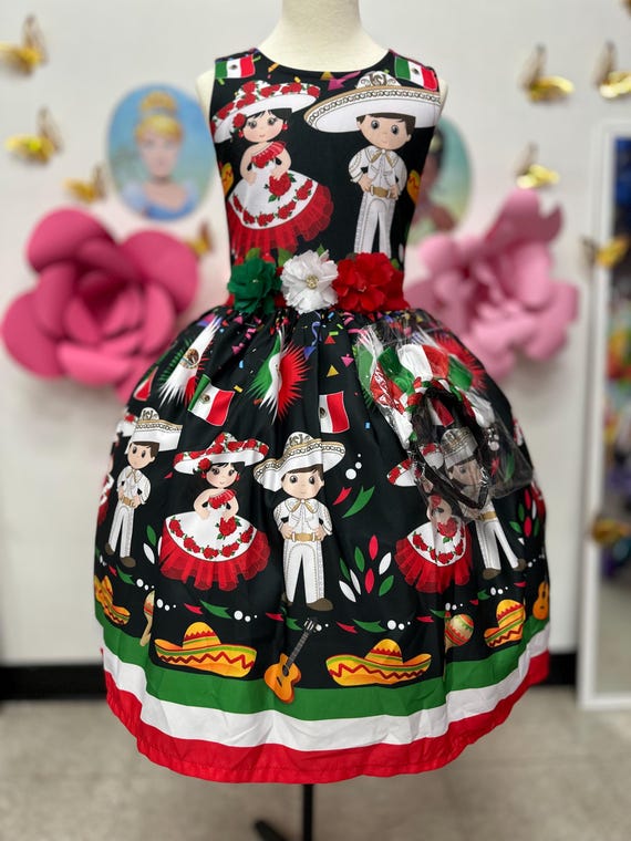 Charritos Black Dress/ Black Mexican Dress