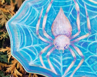 Spider &Web - Handgeschilderd Pastel Spinnenweb - Roze en Aqua Vintage Finish - Houten Spinnenweb