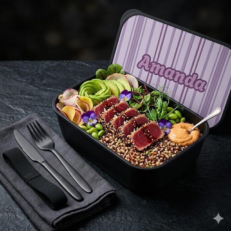 Personalized Bento Box, Custom Kids Name Snack, Lunch Food Container ...