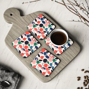 Vibrant Drink Coasters: Cork-Backed Home Decor - Set of 4