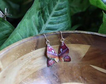 Atlas Moth Earrings, Miniature Moth Jewelry, Atlas Moth Butterfly Earrings, Silver Dangle Earrings, Resin Nature Jewelry, Moth Gift