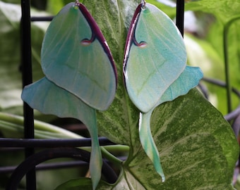 Luna Moth Earrings | Hypoallergenic | CUSTOMIZABLE | Earthy Handmade Butterfly Jewelry | Whisimcal Unique Gifts for Nature Lovers