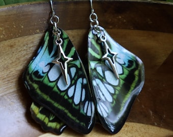 Blue Clipper Butterfly Earrings, CUSTOMIZABLE, Life Size Butterfly Jewelry, Sterling Silver Earrings, Butterfly Dangle Earrings