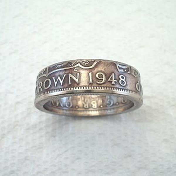 Coin Ring, 1948 British Half Crown, size 14, Great Britain