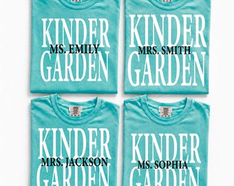 Personalized Kindergarten Teacher DTF Heat Transfer, Custom Name Teacher, Back to School
