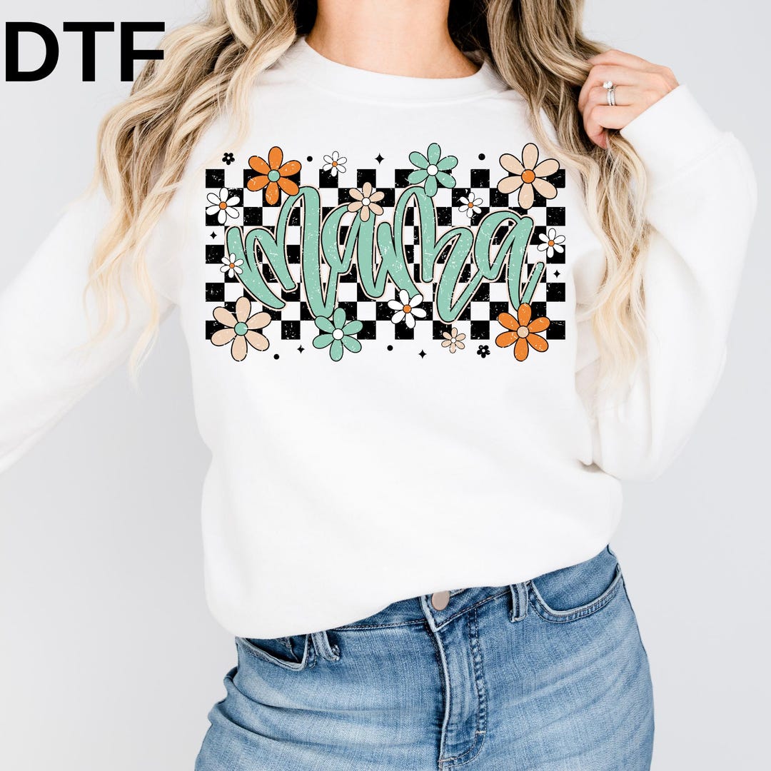Checkered Floral Mama DTF Ready to Press, Retro Mothers Day Heat ...