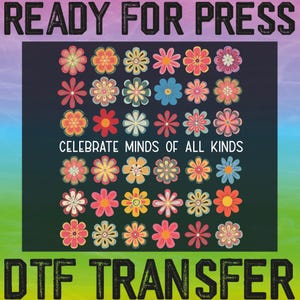 Autism Awareness Floral DTF Transfer, Teacher Heat Press