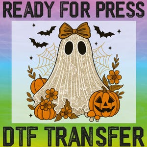 Cute Lace Ghost Halloween Bow Ready To Press, Halloween Gift Dtf, Halloween Boo Lace Bow Dtf, Boo Ghost Heat Transfers, Cute Boo Ghost Dtf
