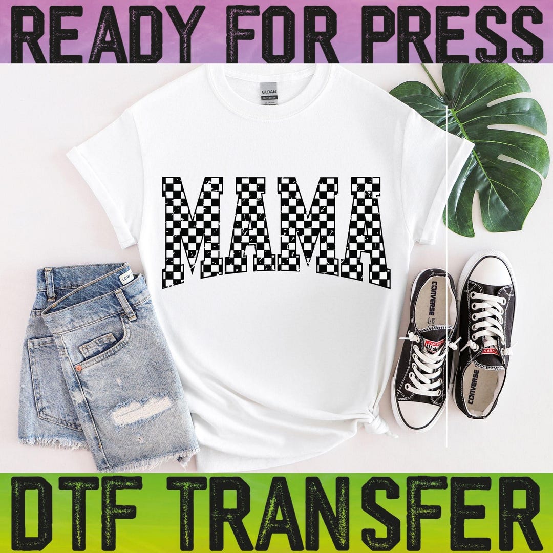 Retro Checkered Mama DTF Ready to Press, Mothers Day Transfer, Vintage ...