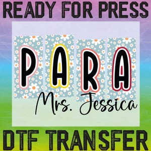 Custom School Occupation Ready To Press, Back to School Teacher Heat Transfer, Personalized Teacher Name Dtf, Sped Para Counselor Design Dtf