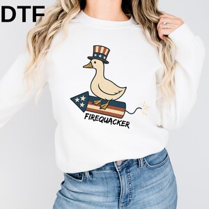 Funny July 4th DTF Ready To Press, Firequacker Patriotic Goose Transfer, Independence Day