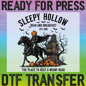 Sleepy Hollow Ready To Press, Halloween Gift Dtf, Vintage Halloween Dtf, Halloween Heat Transfers, Skeleton Halloween Dtf, Pumpkin Skeleton