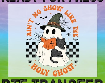 Funny Christian Ghost Halloween DTF Transfer, Catholic Bible Ghost Ready To Press