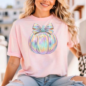 Iridescent Fall Pumpkin Ready To Press, Coquette Pumpkin Dtf, Autumn Dtf, Pumpkin Season Dtf, Fall Pumpkin Dtf, Trendy Fall Heat Transfers